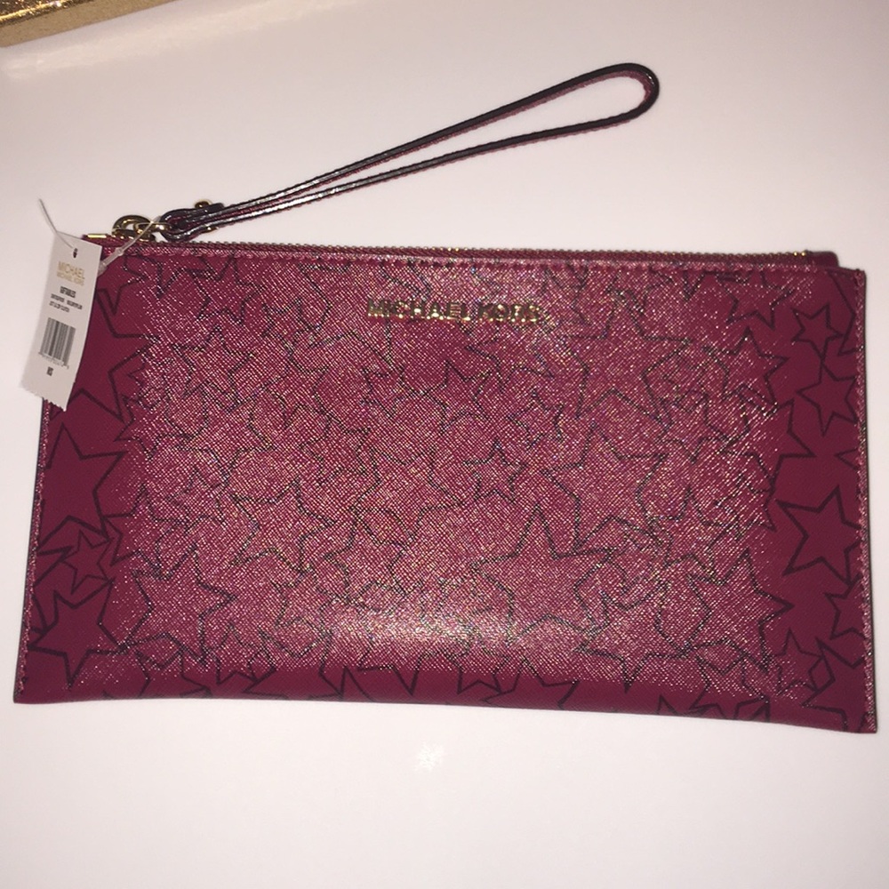 Michael Kors LARGE JET ZIP CLUTCH/ MULBRY/PLUM - Picture 2 of 5